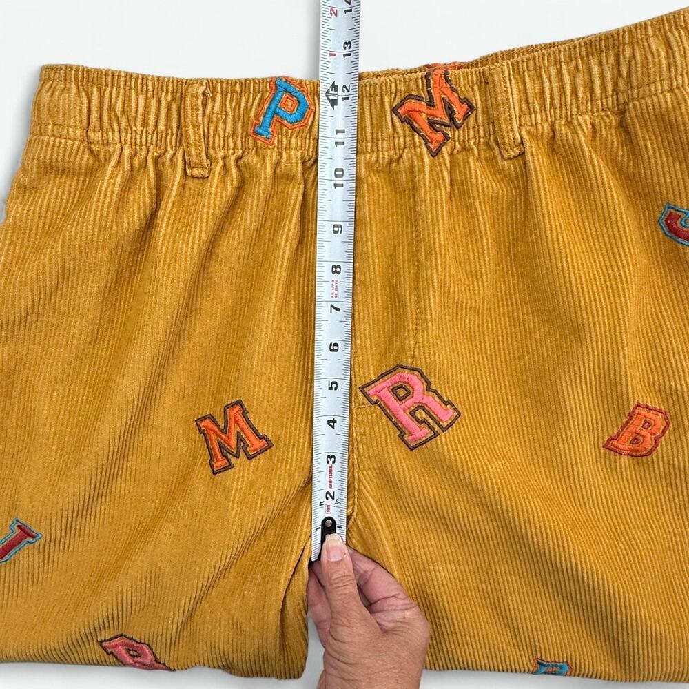 Urban Outfitters Pants Mens Large Mustard Corduroy Varsity Letter Embroidered - Picture 9 of 10